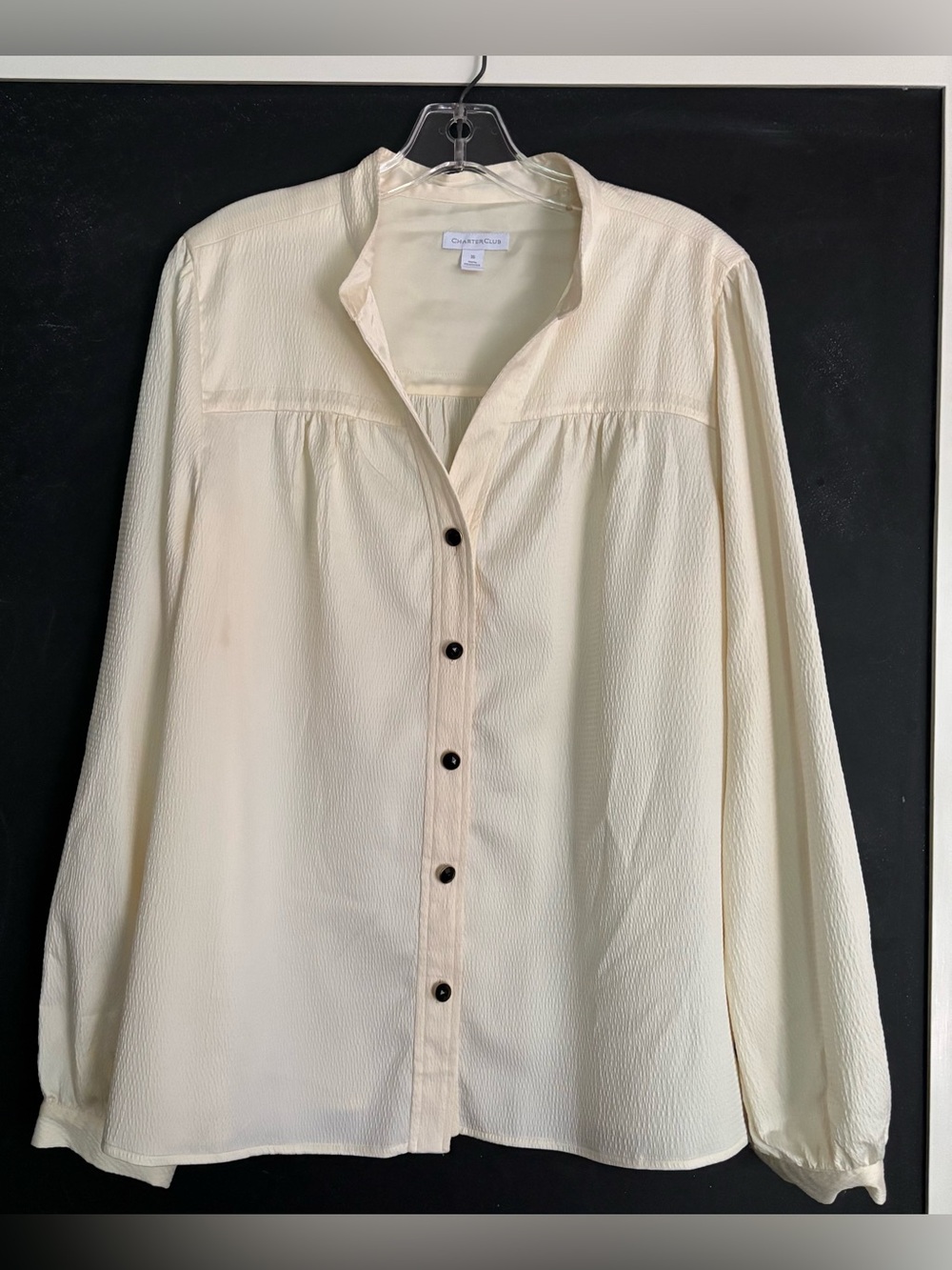 Chico's Light Cream Textured Button-Down Blouse